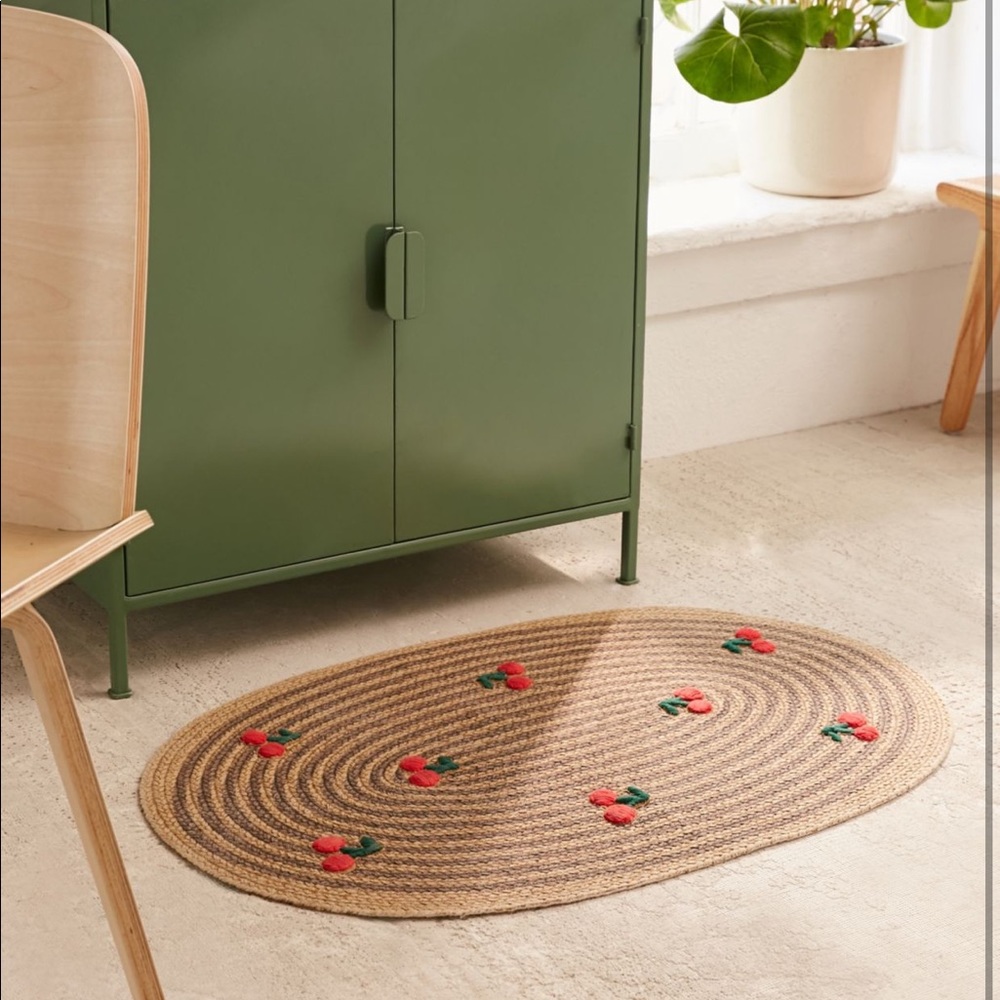 UO Home Embroidered Cherry Rug NWOT - Urban Outfitters